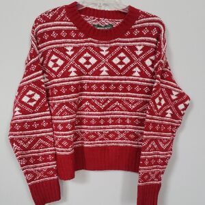 Y2K American Eagle Sweater Womens M Red White Alpine Nordic Patterned Vintage